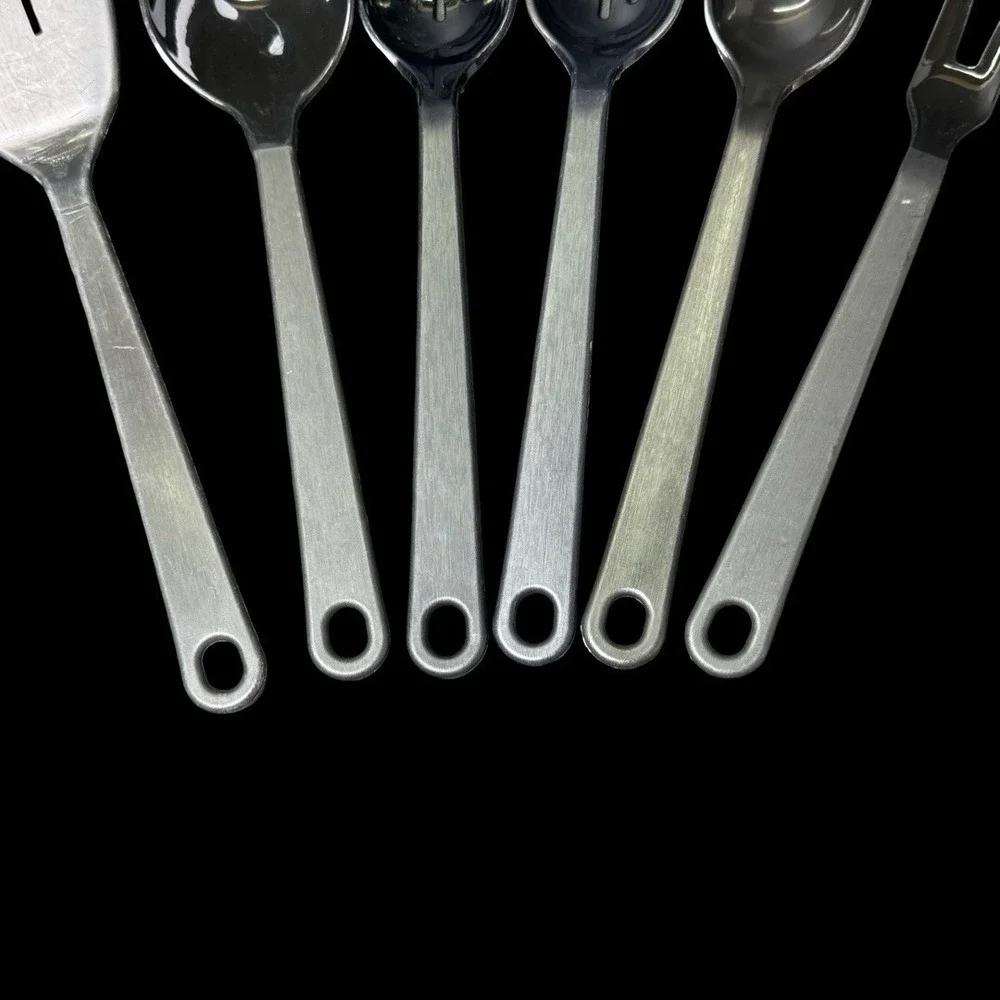 Vintage Tailor Made Black Plastic Kitchen Serving Utensil‎ Set Lot Of 6
